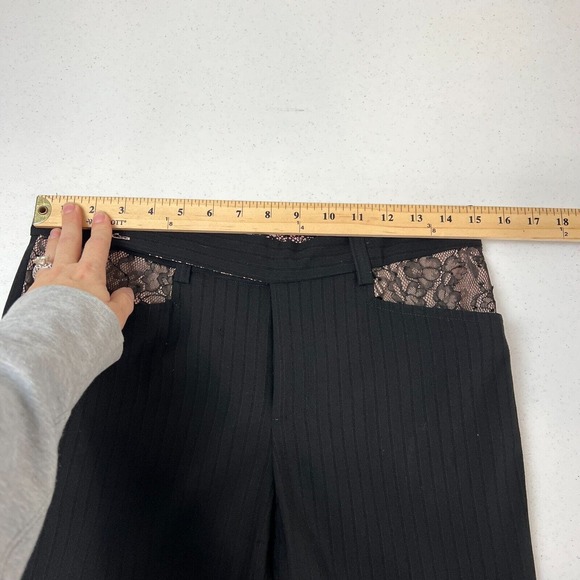 Rebecca Taylor Womens Dress Pants Size 6 Black Stripe Lace Detail Bootcut Career - Picture 8 of 13
